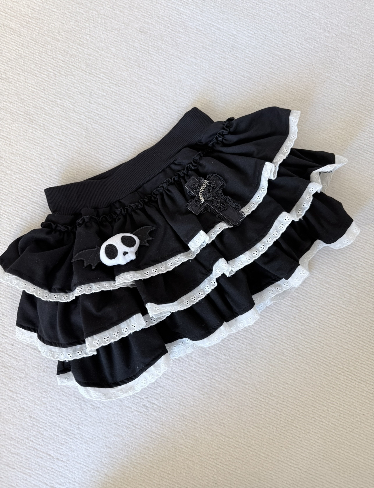 软妹RichGirl少女自制亚系可爱暗黑系骷髅头蕾丝花边蛋糕裙半身裙