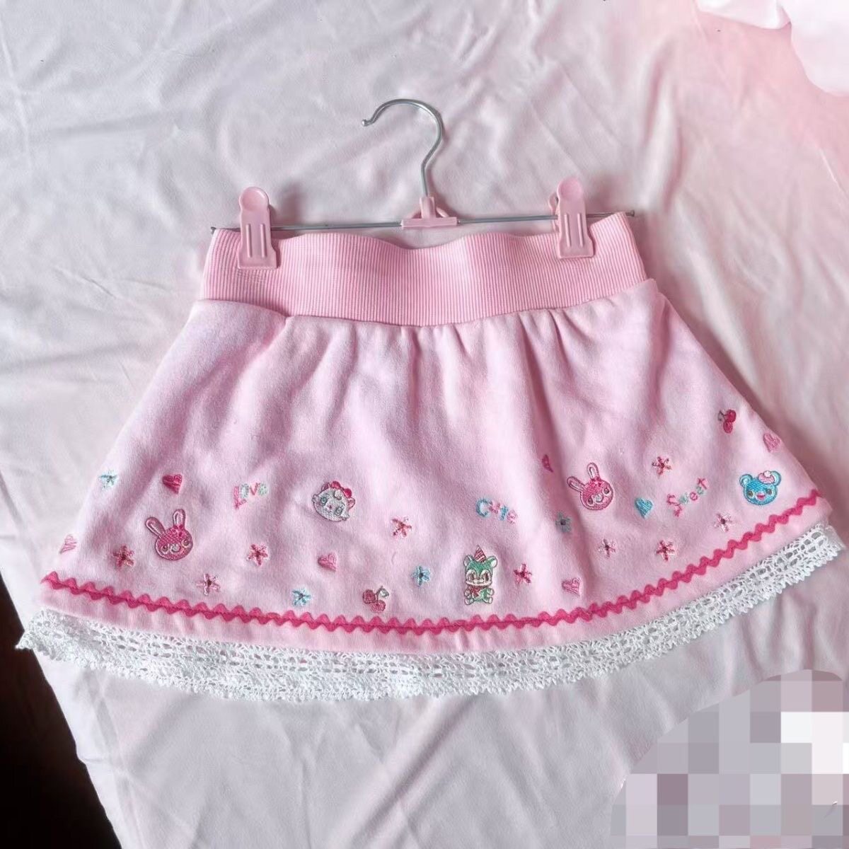 RichGirl少女童趣可爱女儿服春夏百搭软妹粉色刺绣花边半身裙女