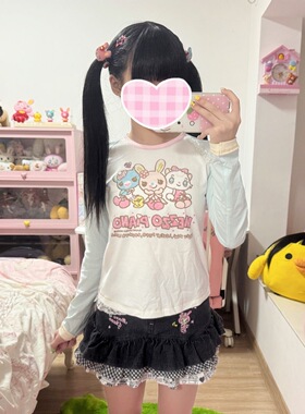 RichGirl日系可爱童趣甜美卡通短袖印花古着T恤学生软妹上衣