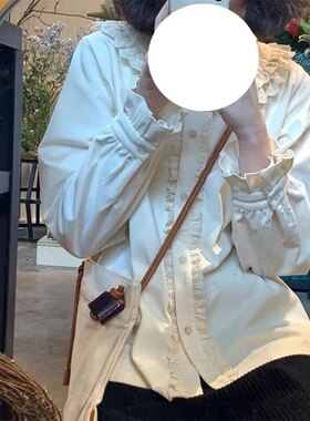 秋冬日系软妹可爱复古花边娃娃领长袖lolita内搭衬衫女上衣打底衫