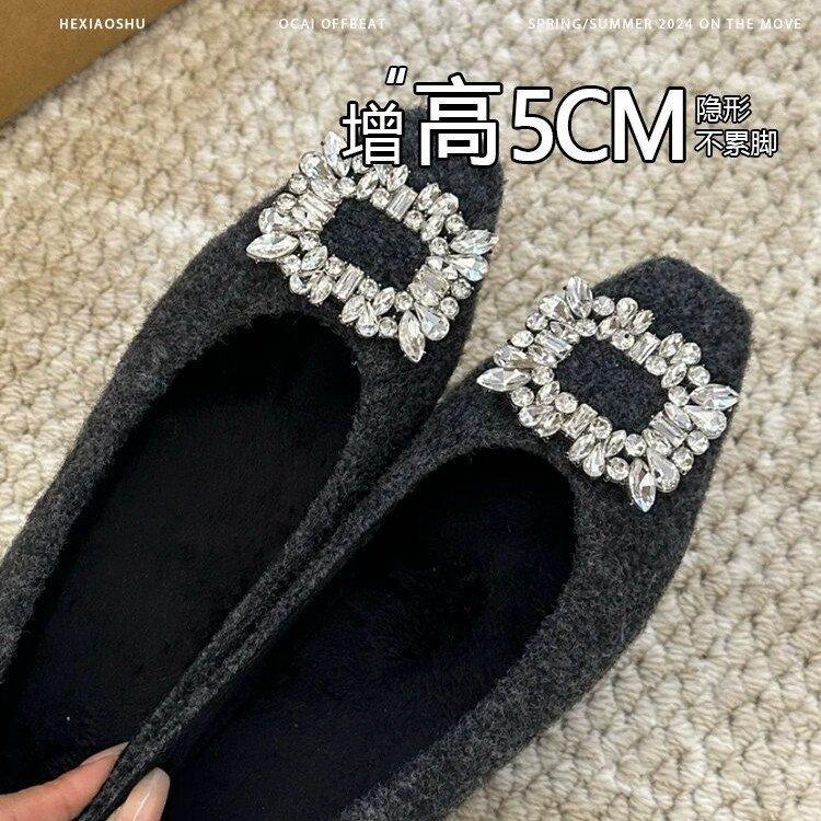 内法式新款玛丽珍感春季方头单鞋女鞋浅口水钻2025年