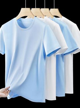 S-6XL大码纯棉短袖白小T恤圆领男女童装新疆长绒棉休闲上衣