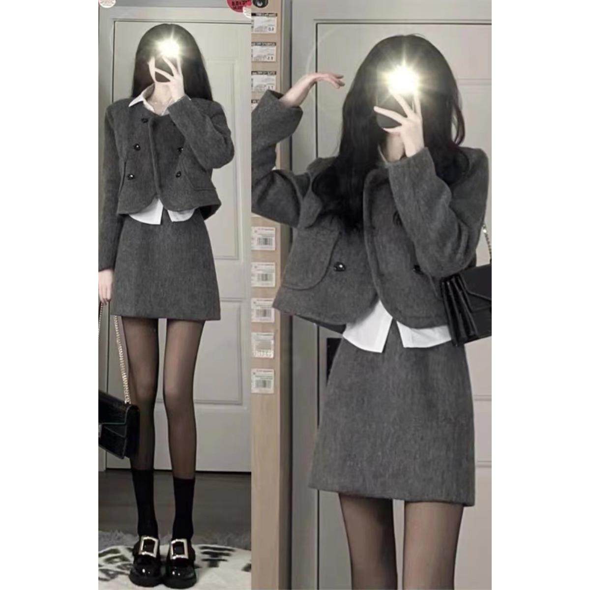 毛呢短款法式小香风外套女秋冬新款套装裙气质小个子半身裙两件套,女装/女士精品,休闲裤,淘宝优惠券,粉丝福利购,淘宝优惠卷