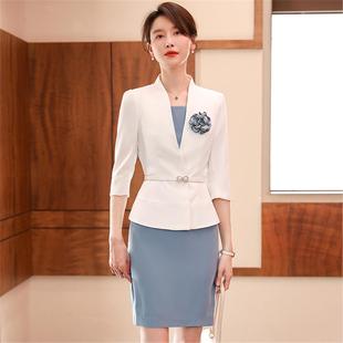 職業套裝 顯瘦時尚 西裝 連衣裙兩件套售樓部美容院前臺工作服 女修身