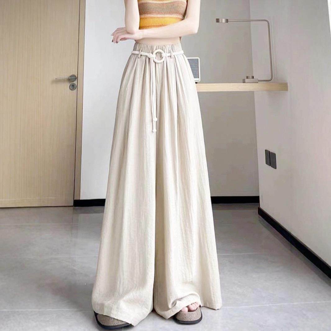 亚麻冰丝山本裙裤女夏季薄款松紧腰显瘦垂坠感大摆飘飘休闲阔腿裤
