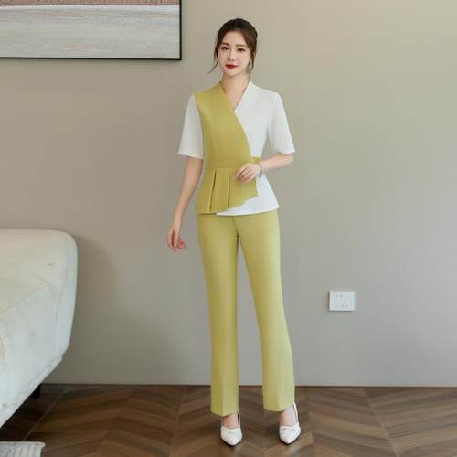 A9081新款足疗店美容院技师工作服女装足浴按摩spa养生会所套装