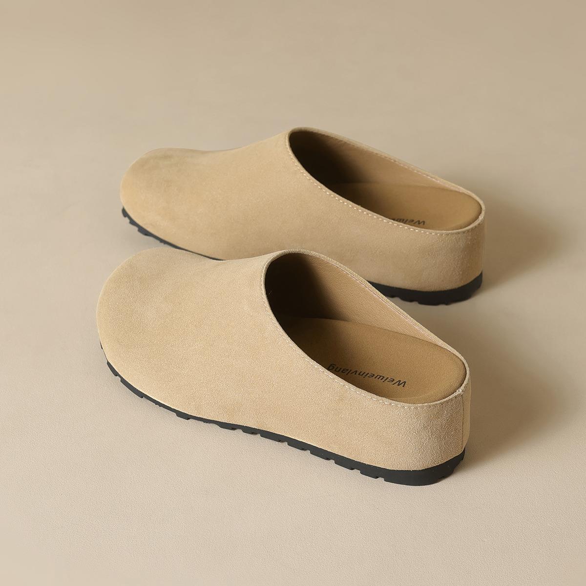 240-1内真皮勃肯鞋懒人包头拖鞋女一脚蹬外穿半拖鞋