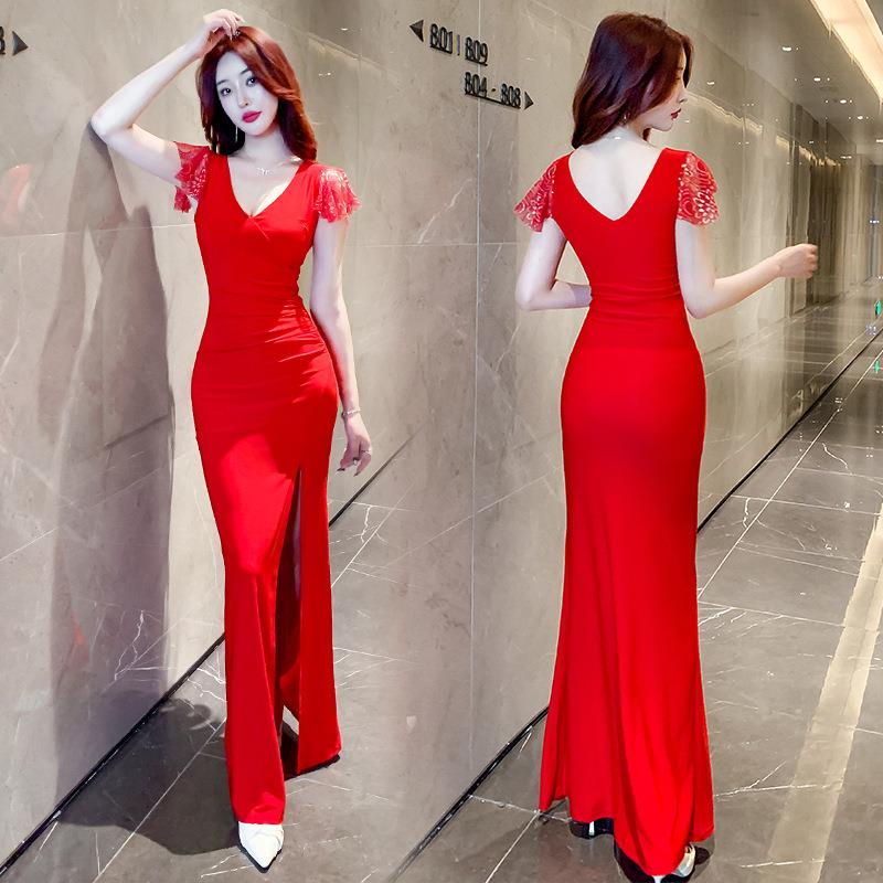 2025年性感长裙连身裙酒店迎宾服，足疗桑拿技师服M2120