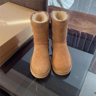 雪地靴女冬季 中筒加绒防寒保暖两穿棉靴子