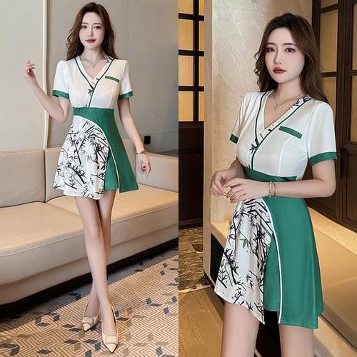 新款足疗显瘦技师工作服套装气质养生服美容两件套裤套装按摩裙