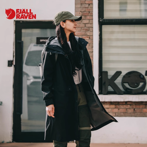 北极狐 春夏新款女士长款宽松外套 连帽风衣雨衣派克大衣14500131