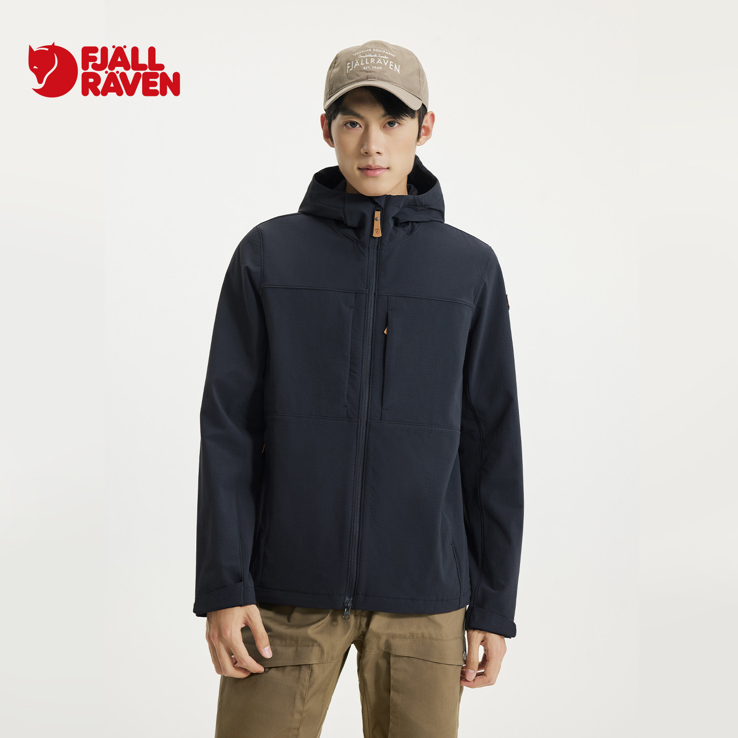 fjallraven 北极狐户外防风10%羊毛混纺抓绒软壳外套男 082611010