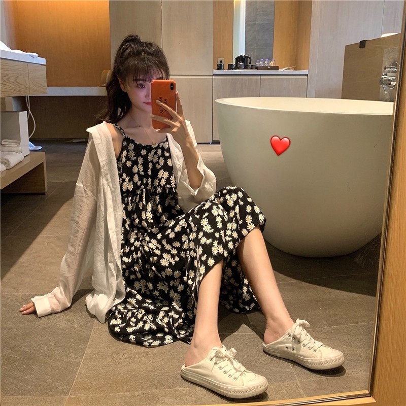 连衣裙2020年夏季新款微胖大码女装胖妹妹洋气显瘦防晒衣两件套装