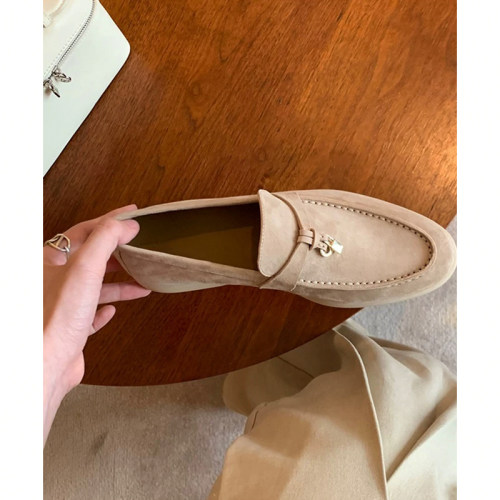 羊皮LP流苏女平底一脚蹬乐福鞋