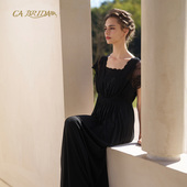 BRIDA 法式 夜曲 黑标 新品 蕾丝披肩袖 复古莫代尔睡裙O311