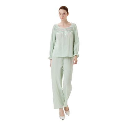 CA BRIDA【一朵云】秋季新品经典版型法式方领口棉质睡衣套装O704