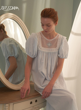 CA BRIDA嘉德丽亚【窗外】法式经典甜美镂空绣短袖棉家居睡裙N307