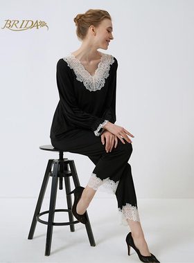 CA BRIDA【小秘密 No.22aw】法式蕾丝V领子莫代尔睡衣套M807