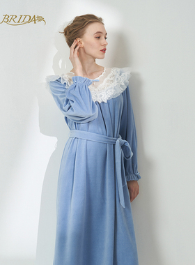 CA BRIDA【明媚.冬】秋冬推荐法式棉绒亲肤荷叶边长袖睡裙M814C1