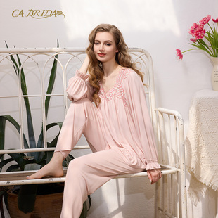 法式 初秋 复古奢华蕾丝贵族莫代尔家居服睡裙P805AB1 BRIDA