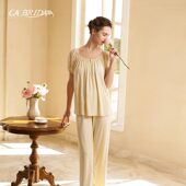 莫代尔睡衣套装 O302 法式 杏花色花型蕾丝泡泡袖 BRIDA 杏花香