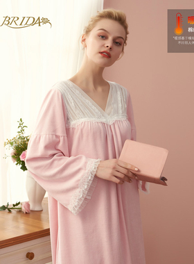 CA BRIDA/嘉德丽亚秋冬棉绒睡裙长袖过膝公主风可爱长款904C1新品
