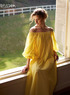 CA BRIDA【怦然心动】爆款法式燕尾领棉质舒适家居长袖睡裙M705