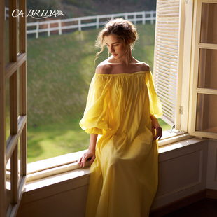 BRIDA 燕尾领棉质舒适家居长袖 怦然心动 法式 睡裙M705 爆款