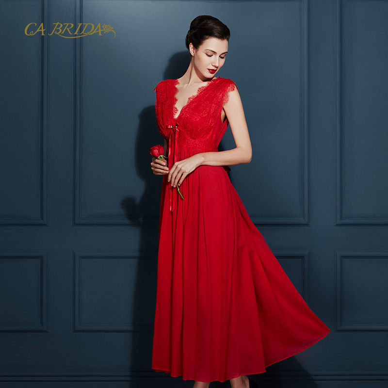 CA BRIDA红色复古风新娘无袖睡裙CGW4B812C2-封面