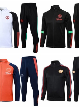 2425英超联赛红魔曼L热身出场服男拉链夹克C罗长袖足球训练服套装