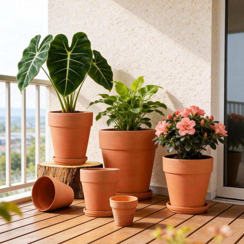 红陶高花盆大号家用种植国际盆
