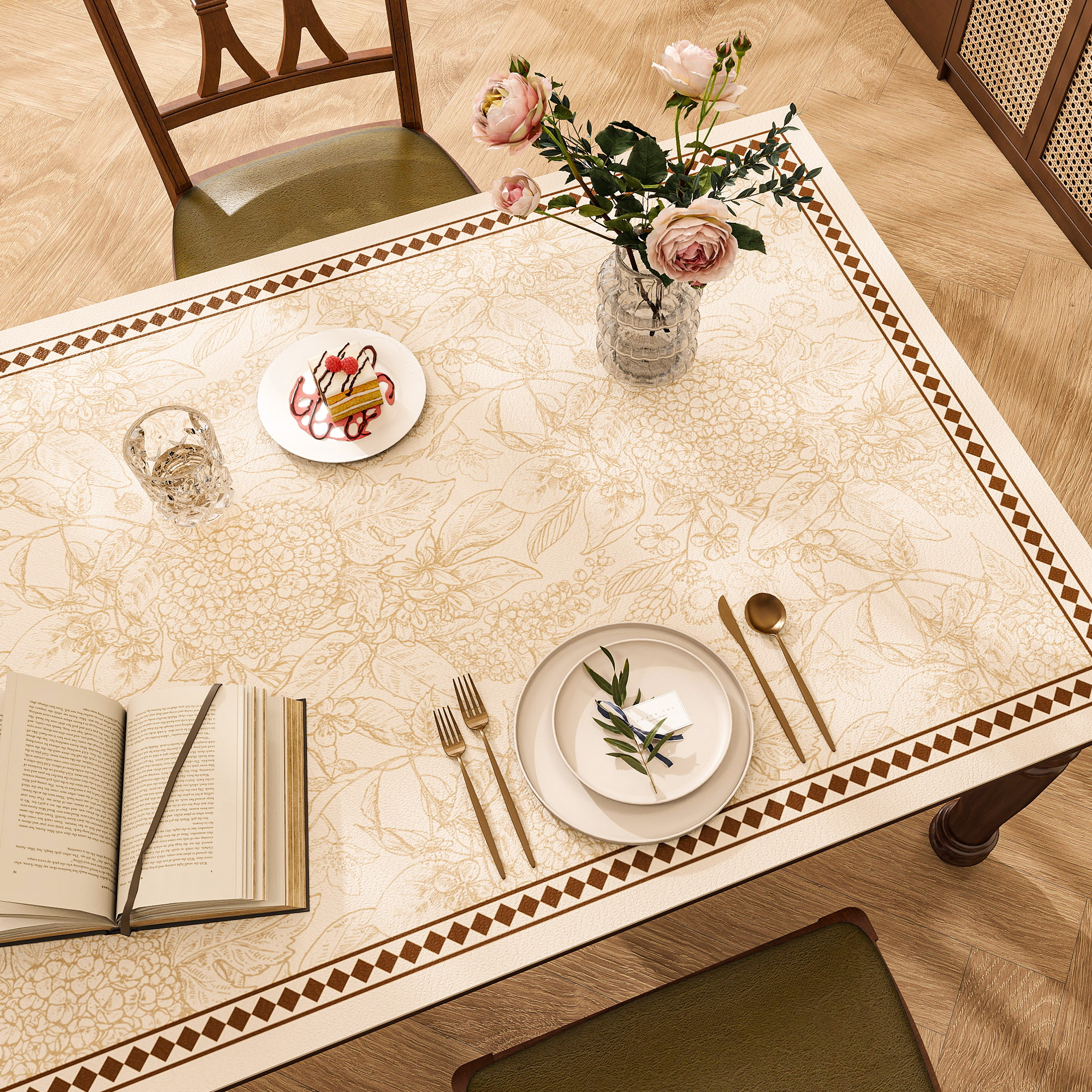 防水防油易清洁中古风皮革餐桌垫