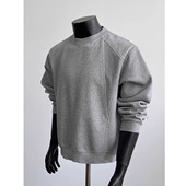 美式 T恤外套 小领口长袖 重磅正肩卫衣男秋季 硬汉穿搭弹力宽松大码