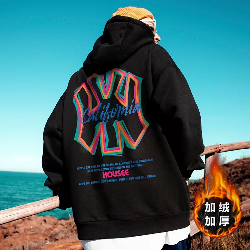 复古欧美嘻哈大码连帽套头卫衣冬