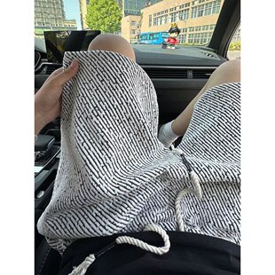 斑马纹小香风短裤男款夏季运动休闲薄款大码五分裤高级感痞帅中裤