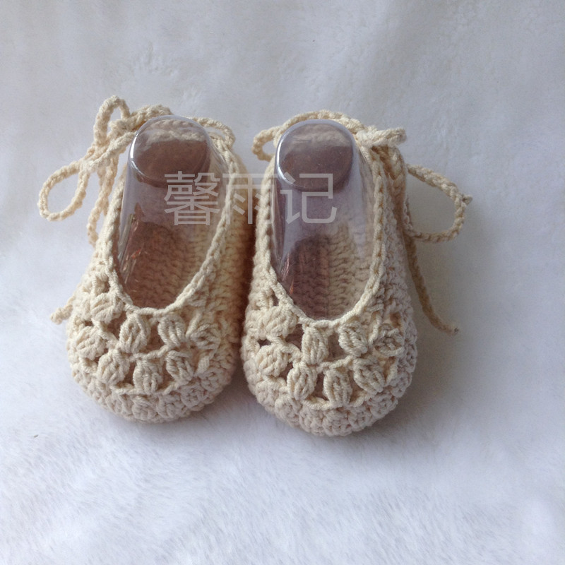 夏季婴儿鞋手工编织0-3-6-12个月新生男女学步钩针凉鞋宝宝鞋成品