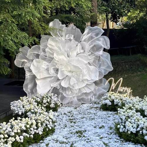 珠光纱褶皱欧根纱手工纱婚礼花艺背景装饰婚庆舞台布艺造型面料