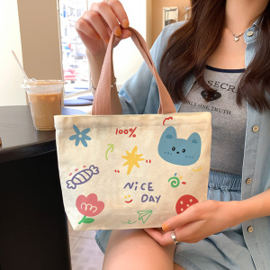 帆布包女学生带饭便当包2023年新款小布袋上班族通勤迷你手提袋子