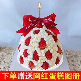 仿真生日蛋糕模型2024塑胶样品网红水果草莓蜡烛新款 橱窗假道具