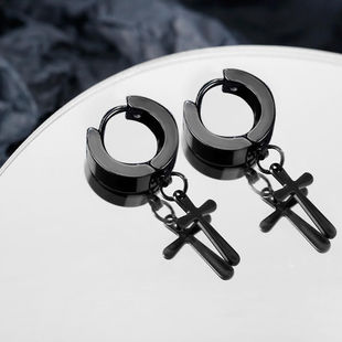 合金耳饰 十字架耳夹无耳洞男冷淡风男士单只耳钉ins潮男生耳