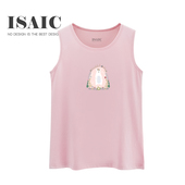 无袖 圆领吊带背心女内搭宽松遮肚百搭薄款 短大码 T恤夏外穿印花潮