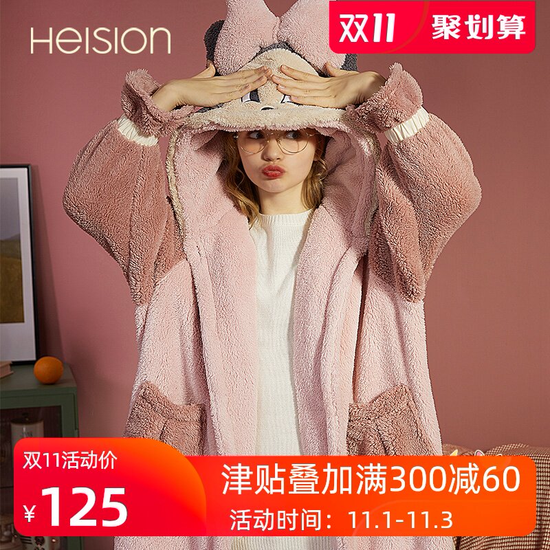 睡袍女秋冬长款冬季睡衣2020年新款可爱甜美珊瑚绒加厚法兰绒浴袍