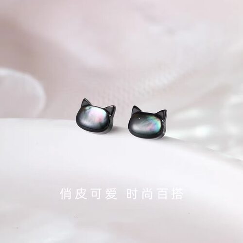 925纯银针猫咪独特耳钉女 新款爆款小众高级感耳环可爱耳饰
