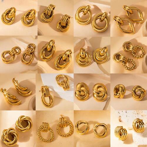 欧美不掉色钛钢耳环女金色小众轻奢时尚高级感耳饰earring