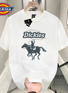 Dickies纯棉短袖t恤男款夏季2026新款男生白色上衣设计感小众体恤