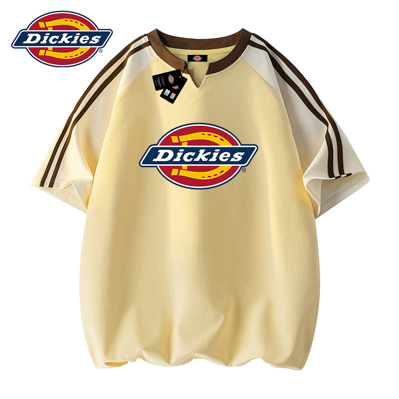 Dickies帝酷适短袖t恤男士夏季2026新款高级感潮牌撞色v领上衣服