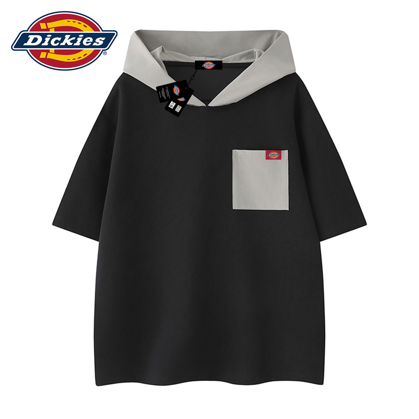 Dickies拼接撞色连帽短袖t恤男士