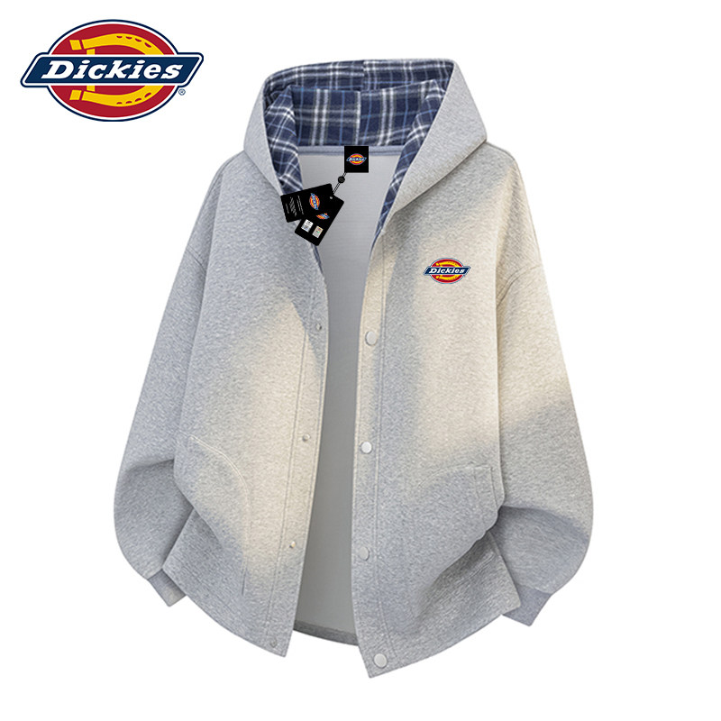 Dickies帝酷适格子开衫卫衣男士春季2026新款高级感连帽夹克外套