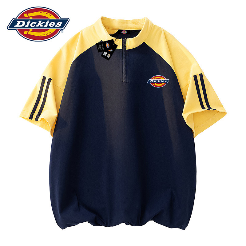 Dickies帝酷适半拉链短袖t恤男士夏季2026新款青少年潮牌立领上衣
