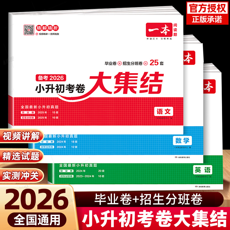 2026新版一本小升初考卷大集结